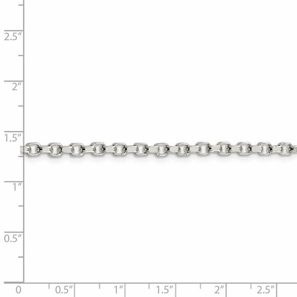 3.5mm, Sterling Silver Solid Diamond Cut Rolo Chain Necklace, 18 Inch - Picture 5 of 8